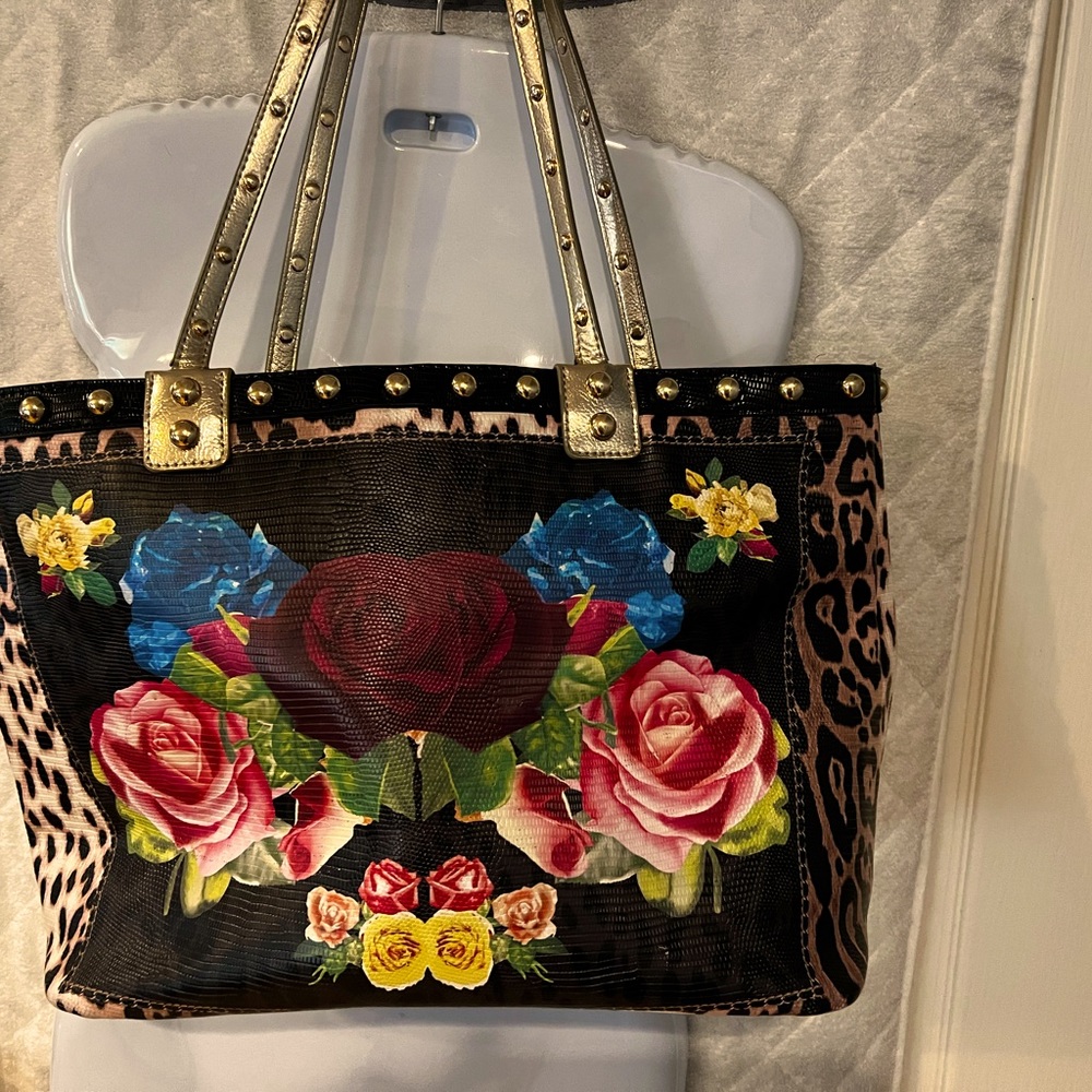 Betsey Johnson, floral and cheetah print handbag!